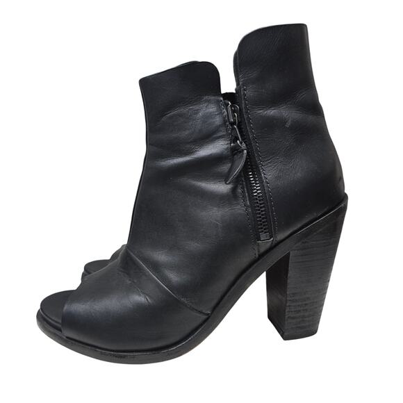Rag & Bone Noelle Boots Womens 8 Black Leather Peep Toe Booties Luxury Capsule - Picture 1 of 10